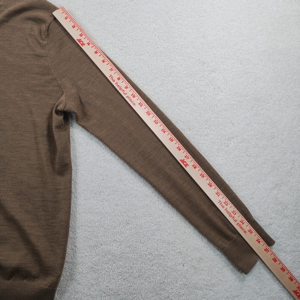 POLO Ralph Lauren Sweater Men's Med Brown Washable Merino Wool V-Neck Liteweight - Picture 11 of 13